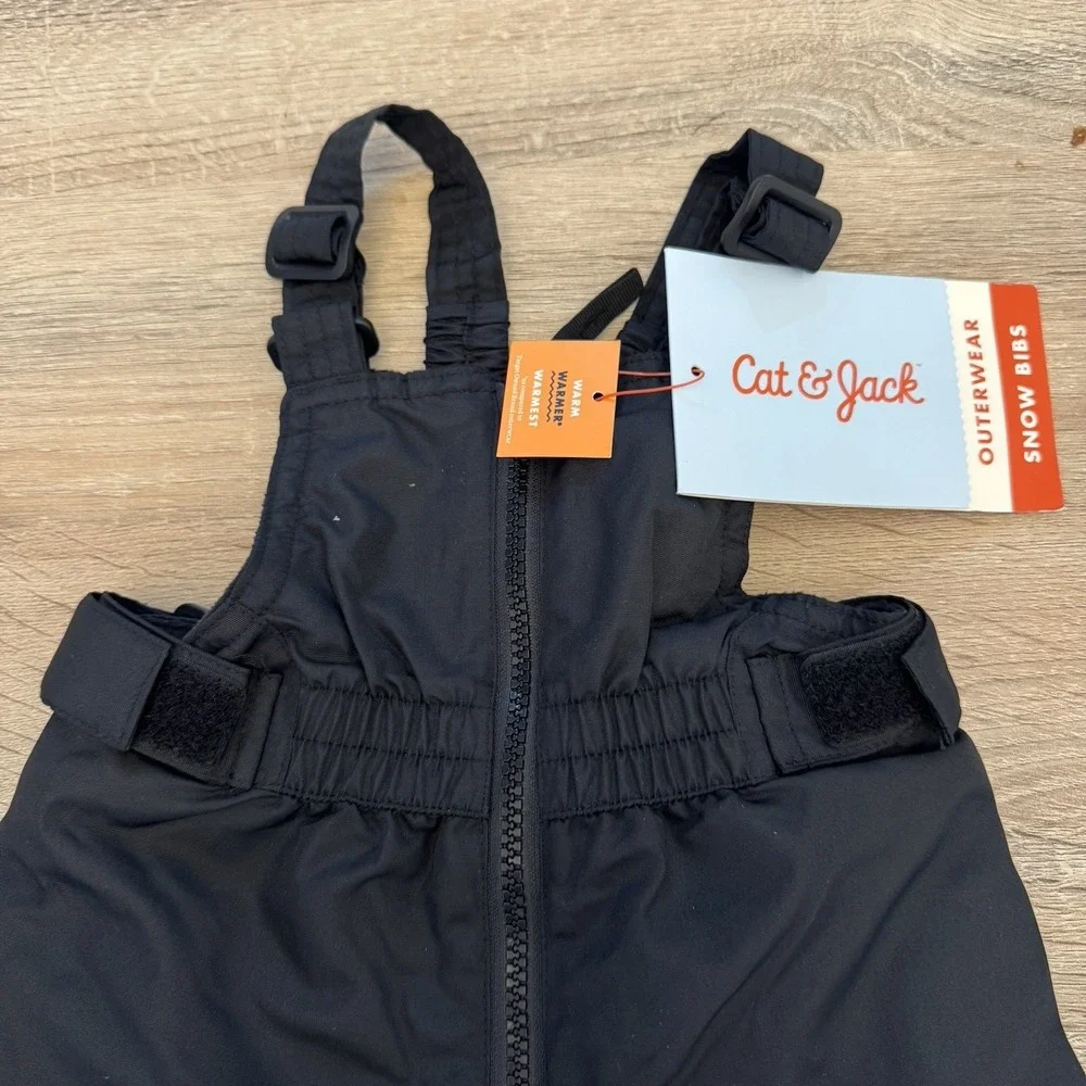 Cat & Jack Black Kids Snow Bibs Overall Pants - Size 12 Months‎